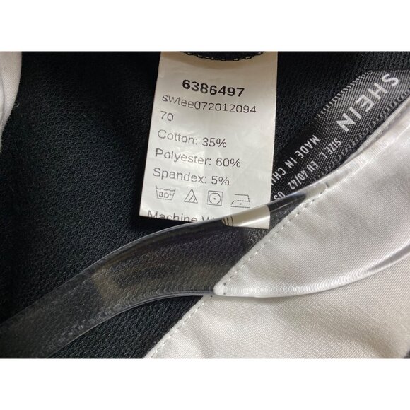 Black & White Short Sleeve Collared‎ Shirt Size Large Classic Stretchy Cute Y2K - Picture 5 of 6